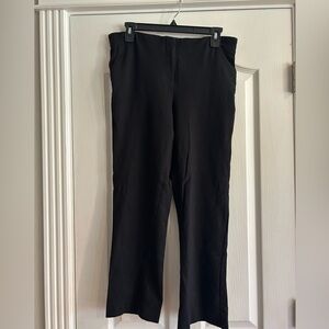 Black Slim Straight Ankle Pants with Subtle Grid Pattern - Size L